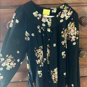 Maeve Black Floral Blouse Size Large